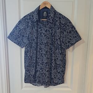 English Laundry Dark Blue Shirt with White Floral Design